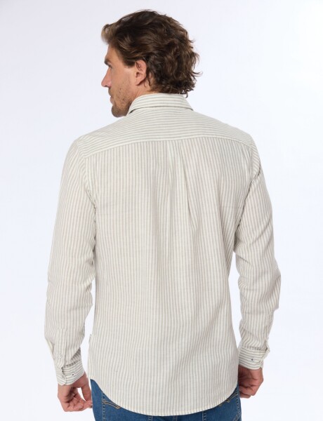CAMISA DE LINO RAYADA Verde