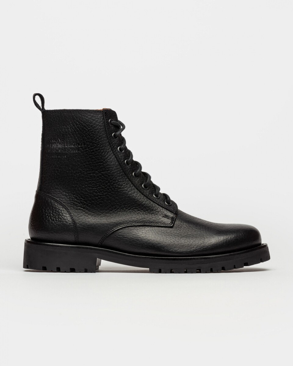 Borcego Harvey En Cuero Graneado - Negro 