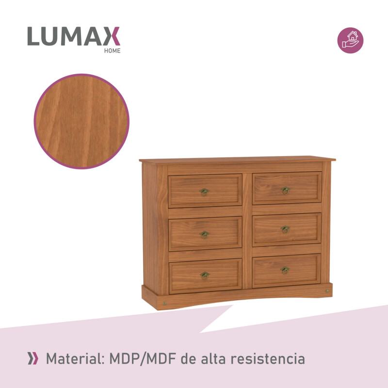 Cómoda Aparador Lumax 6 cajones madera maciza Cómoda Aparador Lumax 6 cajones madera maciza