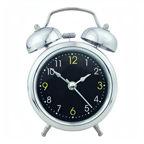 Reloj Despertador Clásico grande Plateado Y Negro