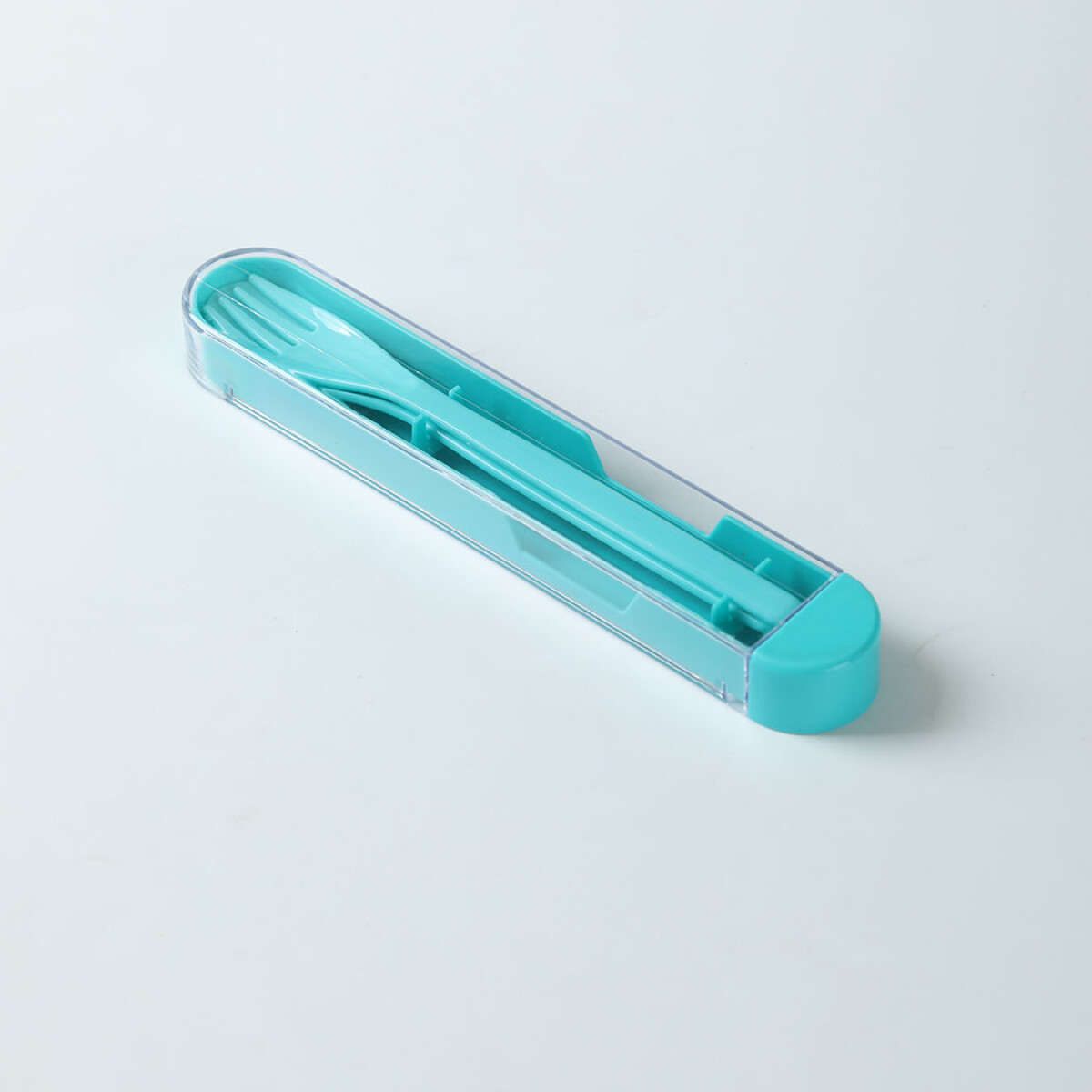 Cubierto liso con estuche - celeste 