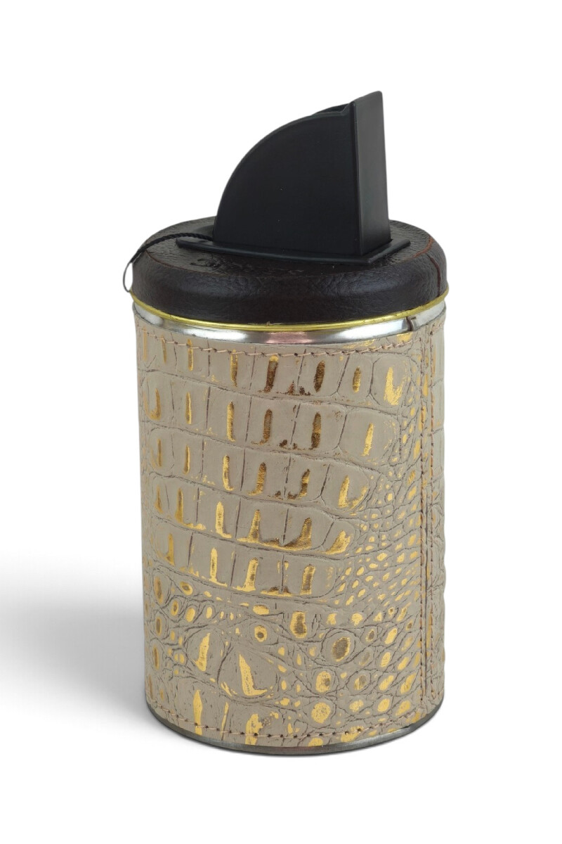 Yerbera de cuero con pico cebador Beige con dorado