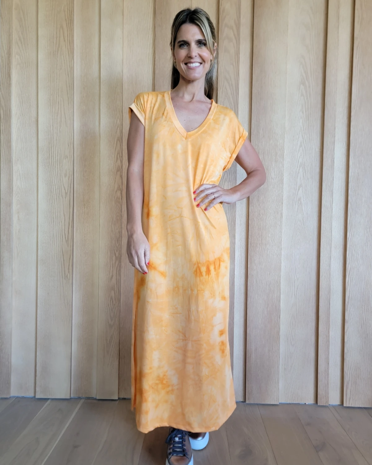 Vestido Butiá Batik naranja talle unico