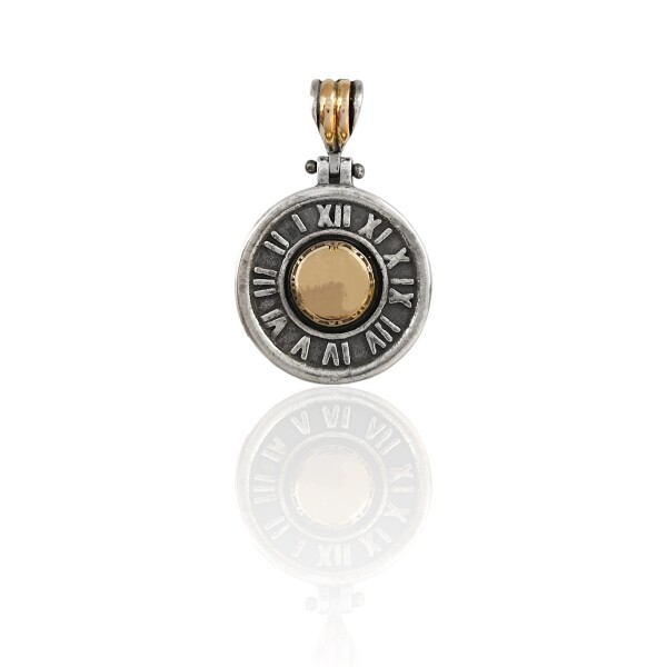 Dije medalla Números romanos - Plata y Oro - Sin piedra - CP5439 sinpiedra