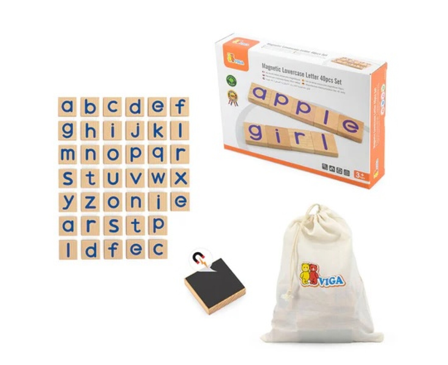 Viga - Juego de 40 letras minúsculas magnéticas 