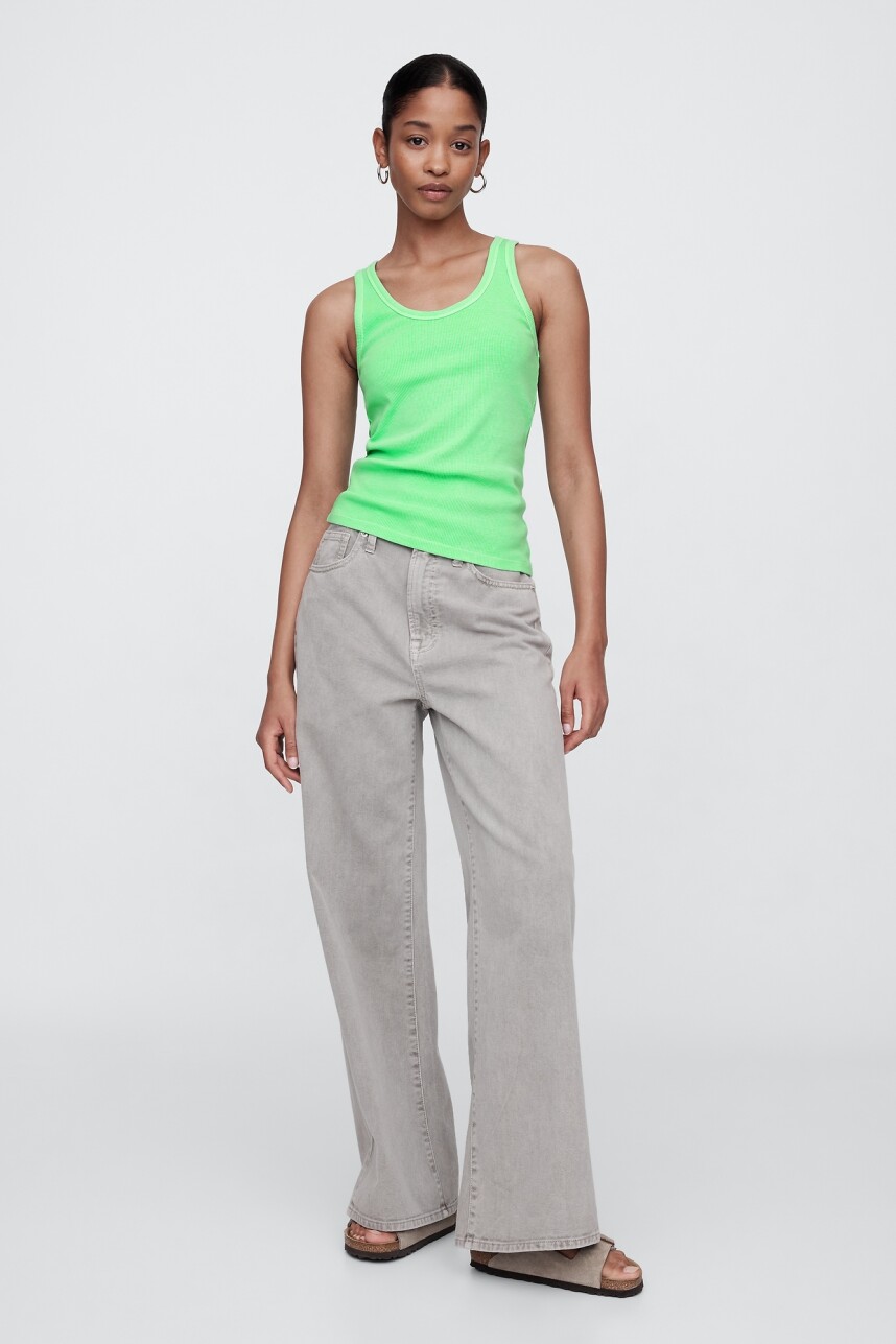 Musculosa Rib Mujer Neon Lime Green