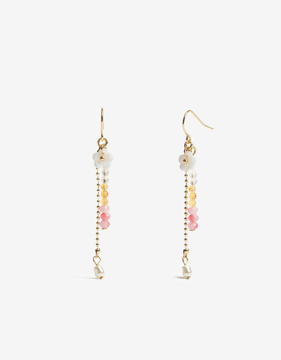 Aros Largos Dije Flor Nácar 