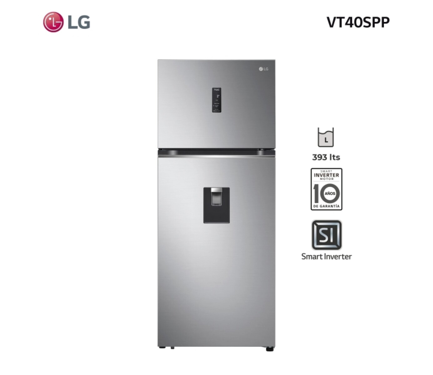 Heladera Lg Vt40 Inox C/disp 423 L 