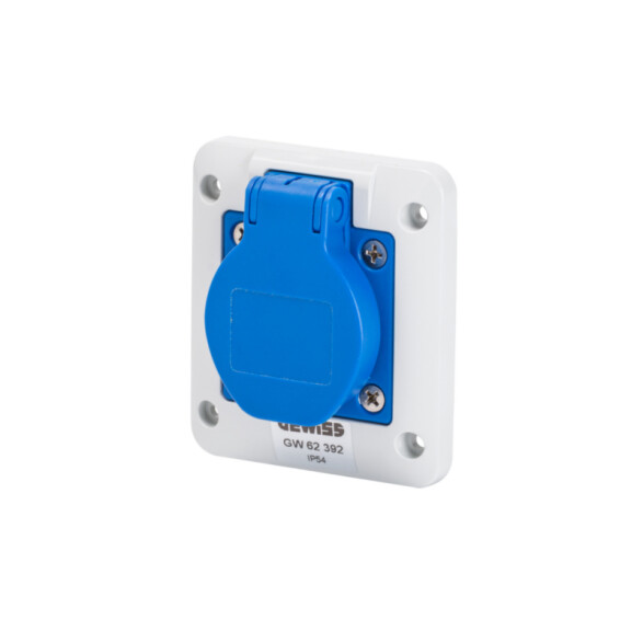 Tomacorriente de embutir schuko 85x75 2P+T 16A 250V azul GG2392