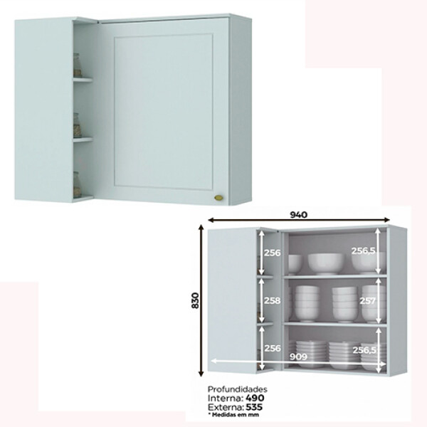 ARMARIO AEREO DVN ESQUINERO 94 cm MDF- Blanco L.Americana- 2 Sin color