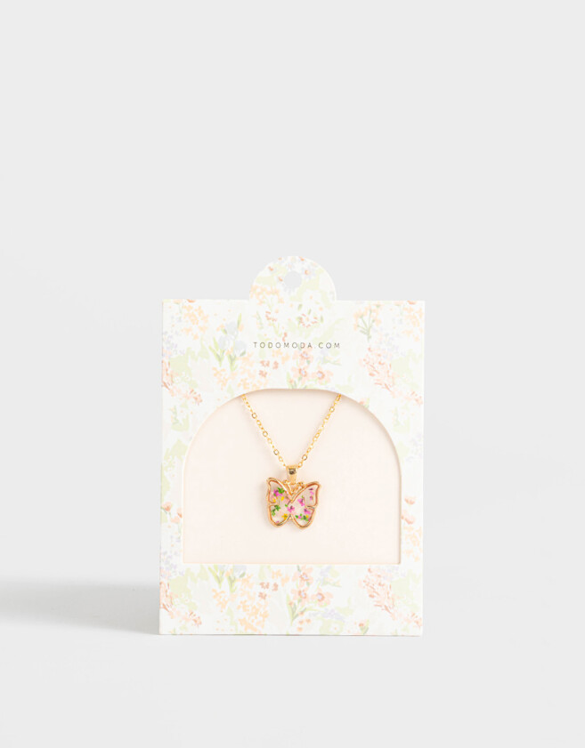Cadena Corta con Dije Con flores Cadena Corta Con Dije De Mariposa - Dorado