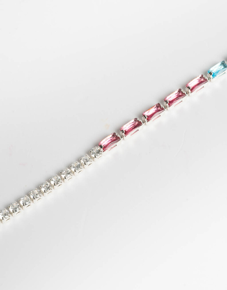 Pulseras Flexibles Strass Pulsera Flexible Con Cubic En Color - Plateado