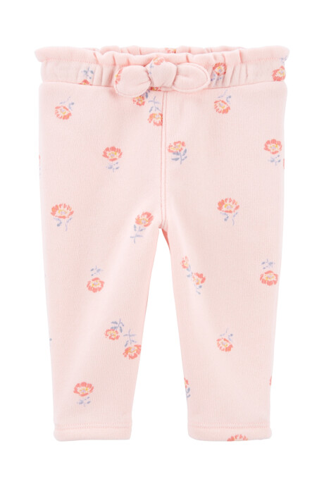 Pantalón de algodón con felpa con moña diseño flores Sin color