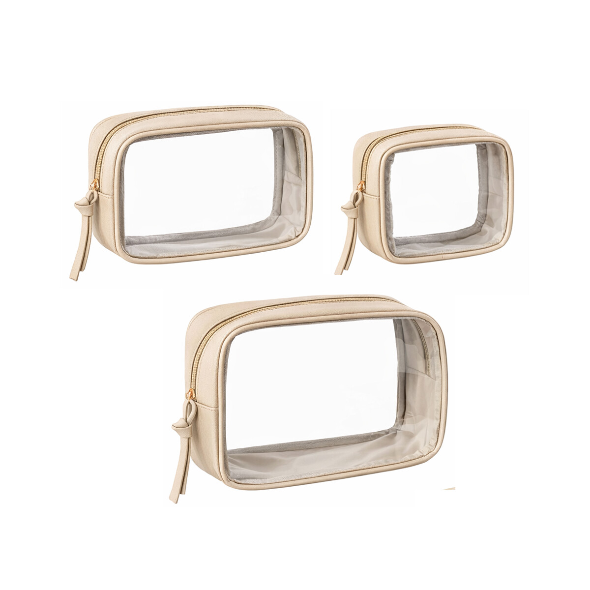 Set x3 neceser transparente beige 