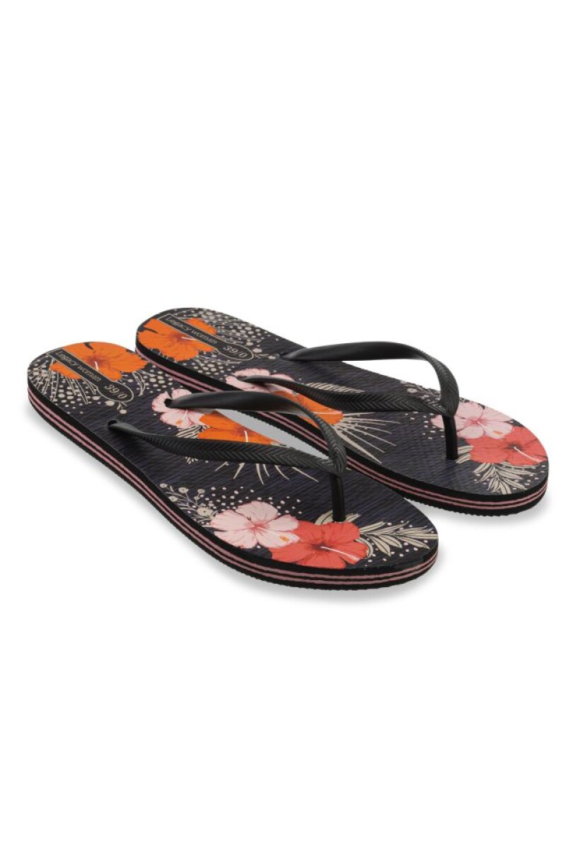 OJOTA FLOREADA CON PLATAFORMA - Negro 