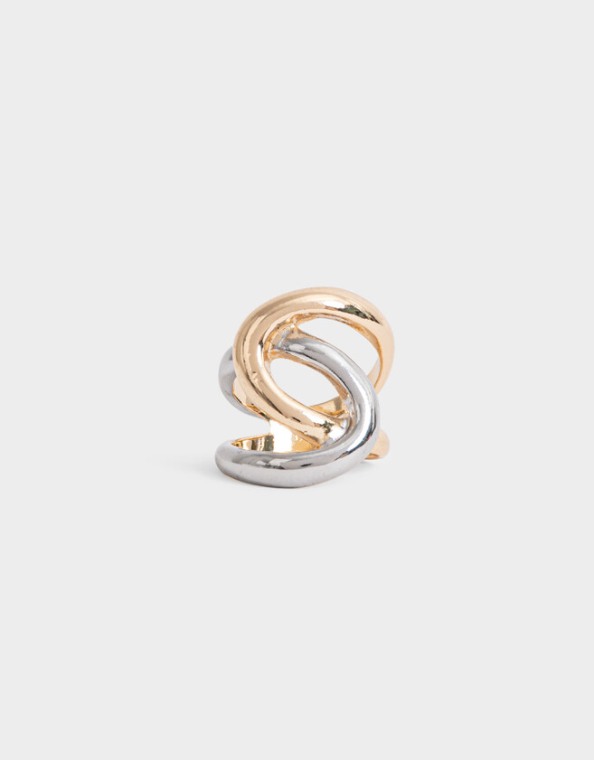 Anillos Medianos y Grandes De metal Anillo Metal Ondulado Mixplating - Combinacion Bicolor