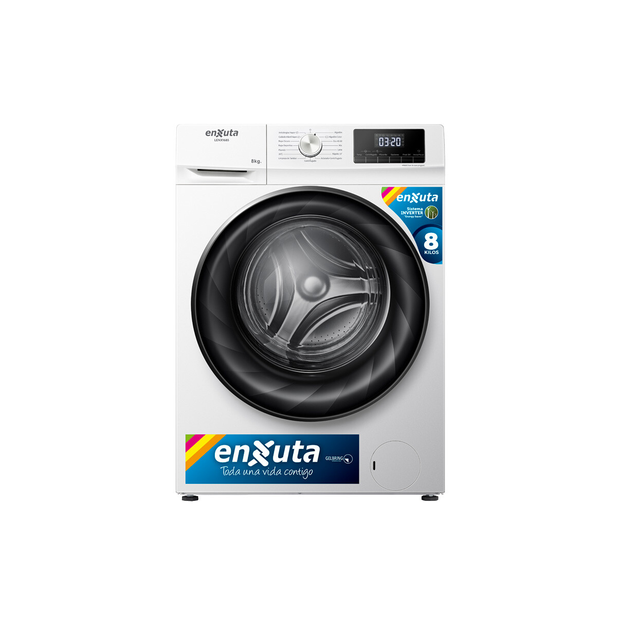 Lavarropas Enxuta LENX1685 Inverter carga frontal 8 kg - Blanco 