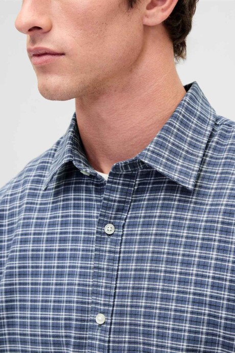 Camisa Oxford Cropped Hombre Blue Plaid