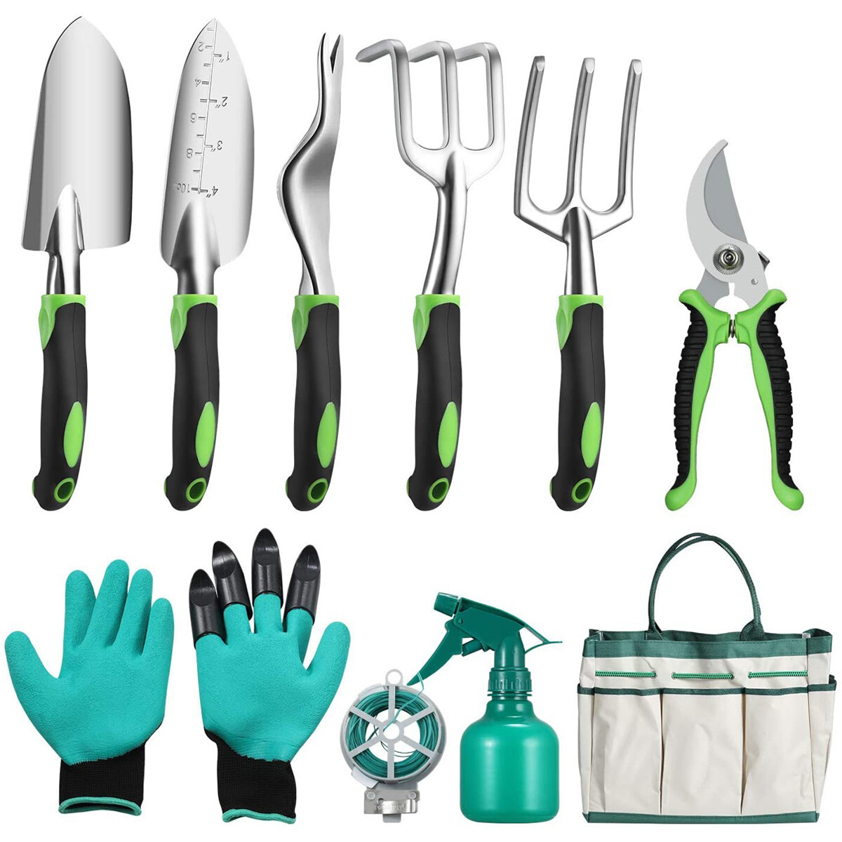 Set X10 Herramientas Inox Jardín Pala Rastrillo Podar - Hog007007 