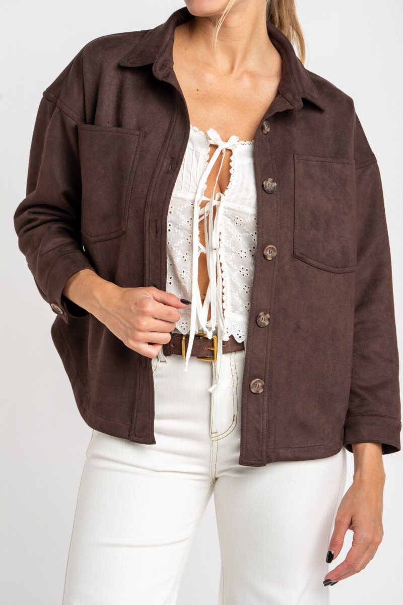 Sobrecamisa Gamuza Cuero Vegano Marron