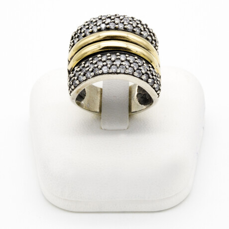 Anillo de plata 925, double en oro 18 ktes y circonias. Anillo de plata 925, double en oro 18 ktes y circonias.