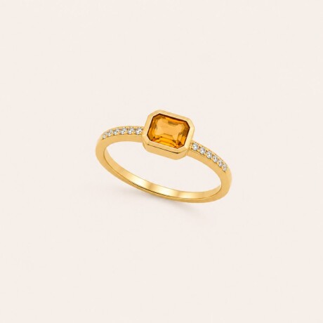 Anillo Rectangular Citrino - Oro 9k Anillo Rectangular Citrino - Oro 9k