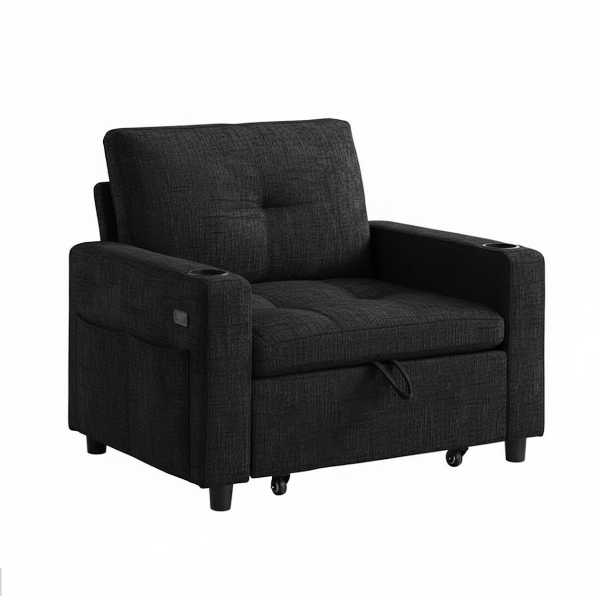 SOFÁ SILLÓN CAMA POLTRONA BUTACA RECLINABLE 1 LUGAR - NEGRO 