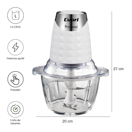 Picadora Alimentos 1.2L 450W c/Sist Seguridad Cuori Processi Blanco
