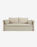 Sofá cama Tanit blanco y patas de madera maciza de haya con acabado natural 210 cm