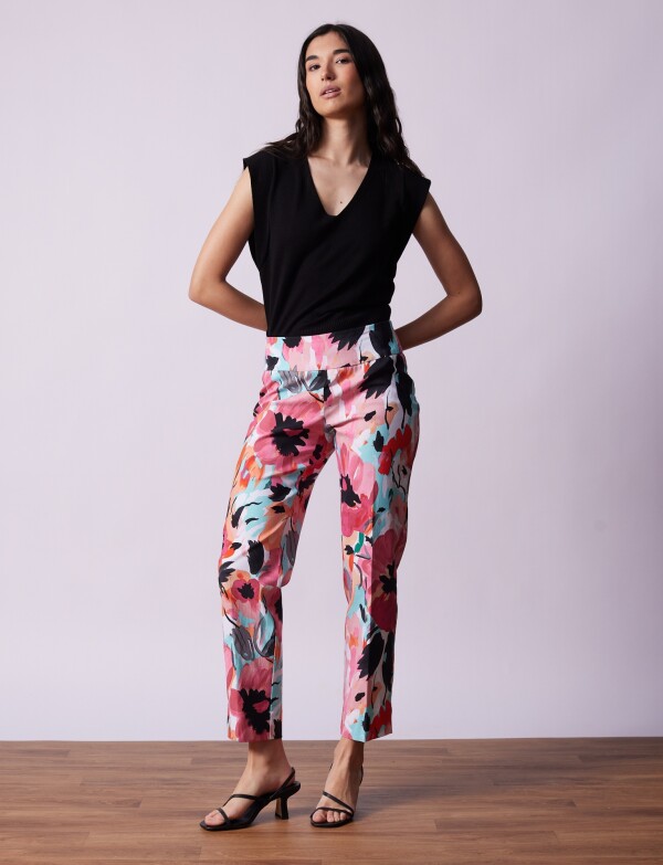 Pantalon Print MULTI/ROSA