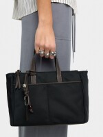 Bolso Tote De Nylon Con Bandolera negro