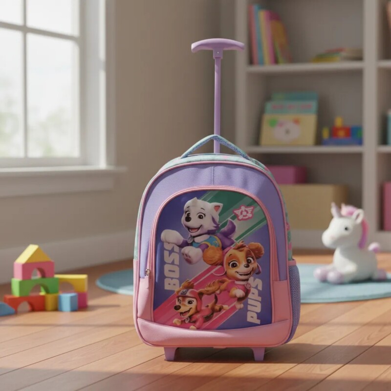 Mochila Nickelodeon 3D Con Carro 40x30x14 Cm Para Niñas Uso Escolar Diario Lila