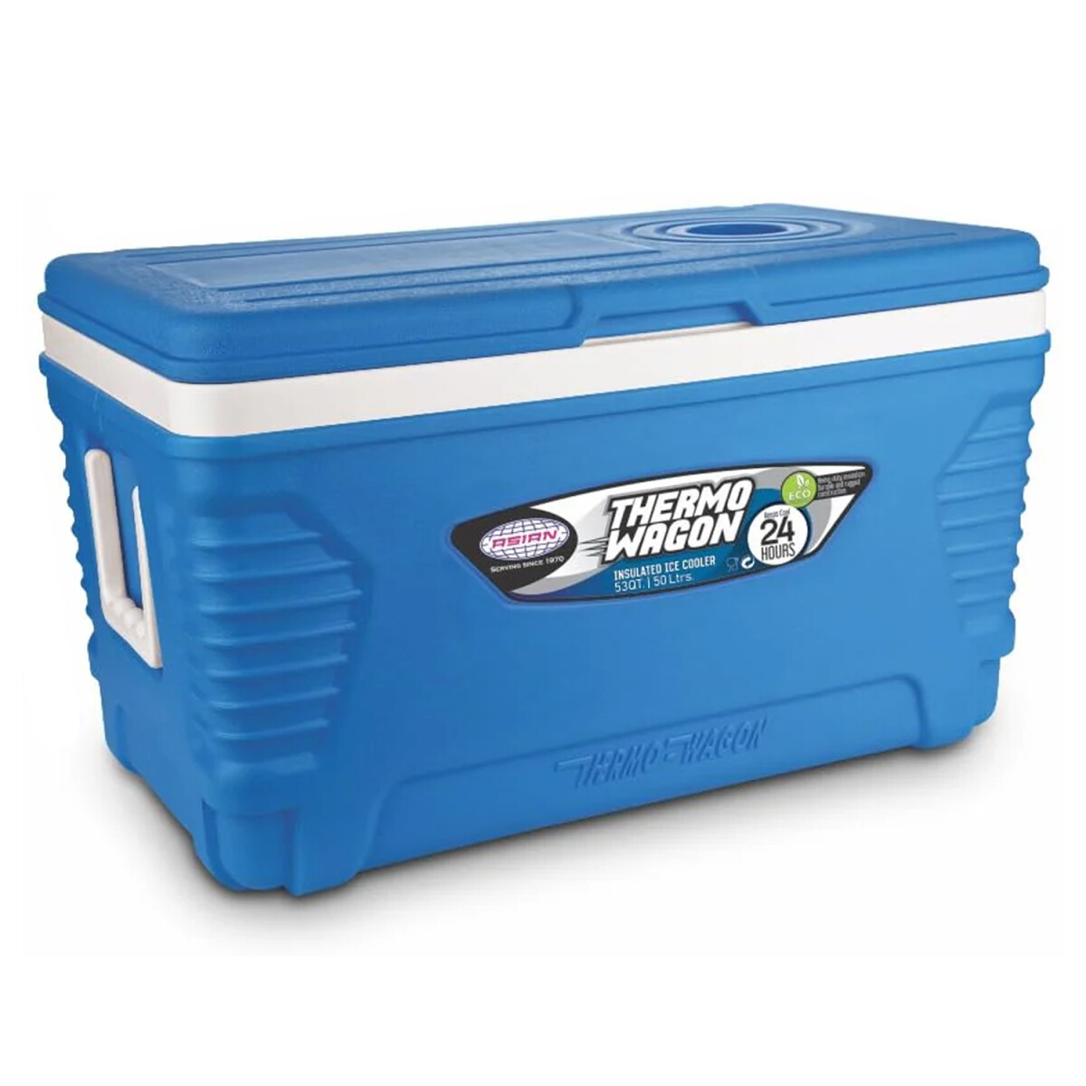 Conservadora Heladera 50L c/Asas p/Transportar y Apoya Vasos - Azul 