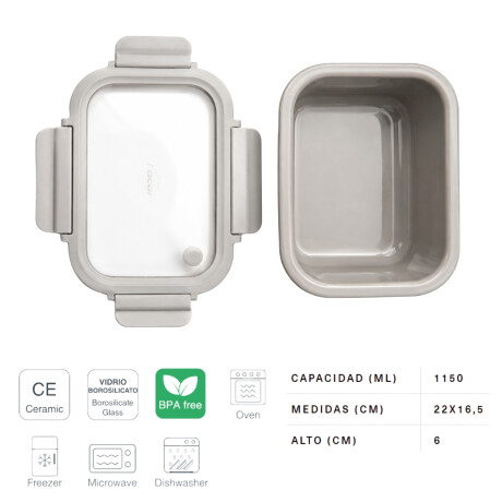 Recipiente Hermetico Ceramica 1150 ml Gris Lacor Recipiente Hermetico Ceramica 1150 ml Gris Lacor