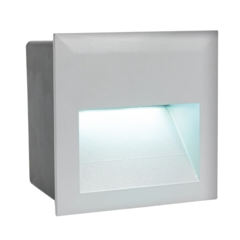 Luminaria de embutir LED 3,7W neutra cuad. párpado gris IP65 EG0478