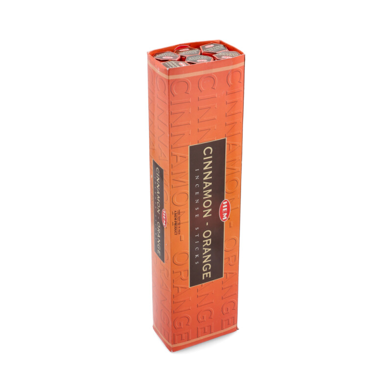 INCIENSO HEM HEXAGONAL LARGA CAJA X6 Canela/naranja