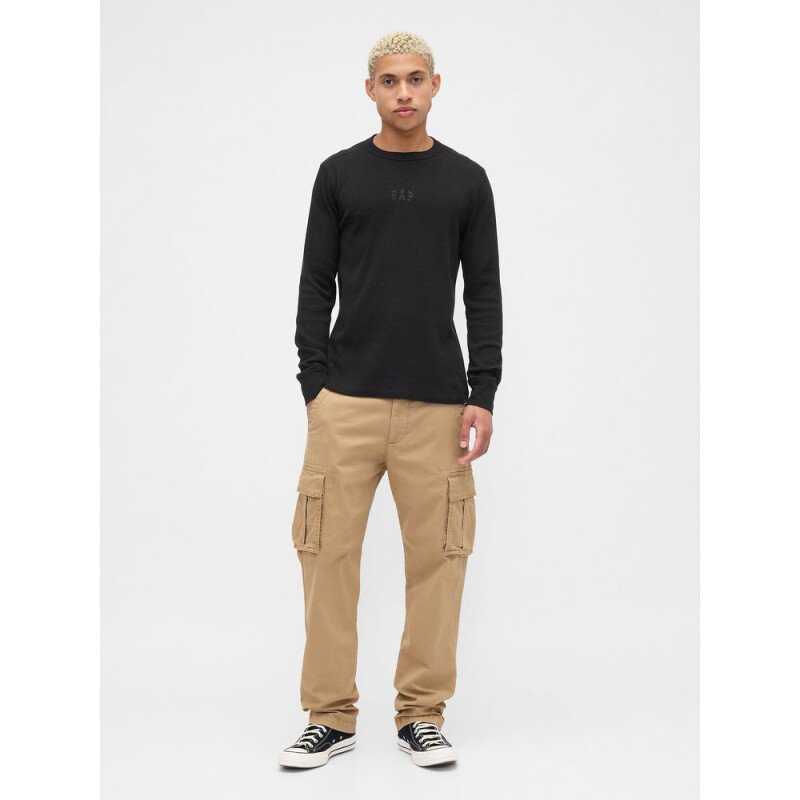 V-FRCH LS WAFFLE MINI LOGO CREW BLACK