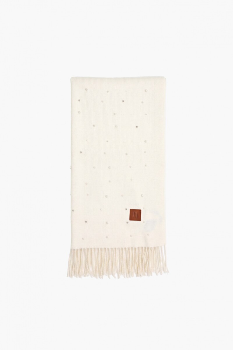 Pashmina con perlas - crudo 