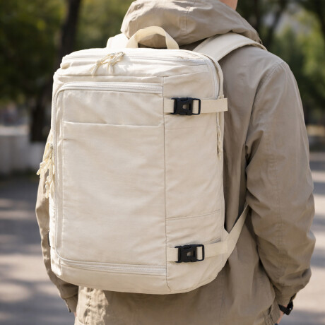 Mochila de viaje expandible con múltiples bolsillos Beige