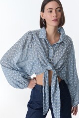 Top Mona Celeste Broderie