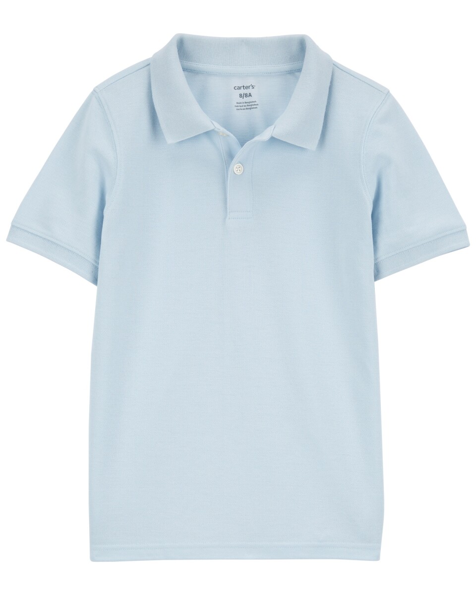 Remera polo de algodón, manga corta, azul 