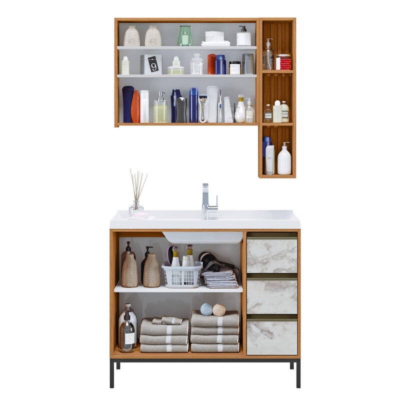 MUEBLE DE BAÑO MERSIAS CON BOTIQUIN 100CM COL FREIJO/ATENNA Mueble De Baño Mersias Con Botiquin 100cm Col Freijo/atenna