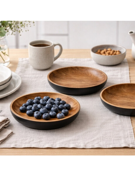 PLATO REDONDO EXT COL NEGRO 20CMS MADERA ACACIA PLATO REDONDO EXT COL NEGRO 20CMS MADERA ACACIA