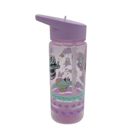 Botella Plástica con Pajita Minnie 500 ml + 3 Pulseras Goma U