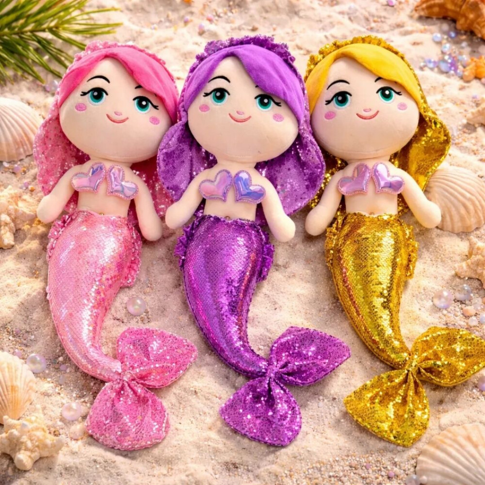 Peluche Infantil con forma de Sirenas. Dorado