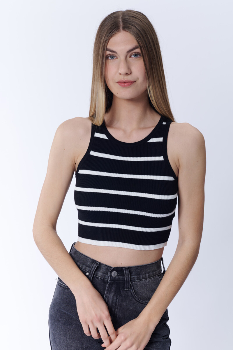 Top punto rib - Negro Y Blanco 