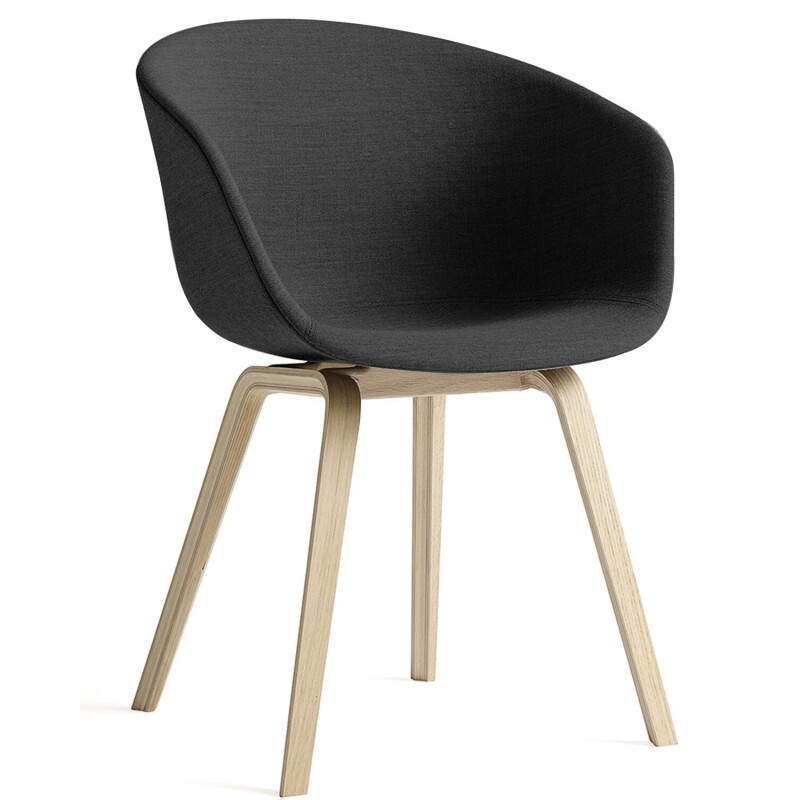 Sillas de comedor Eames con apoyabrazo tapizado Negro