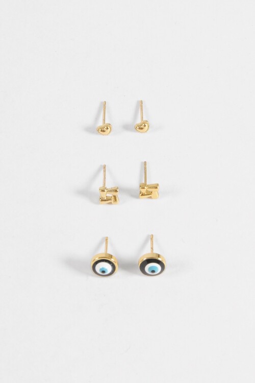 Set de caravanas pin acero dorado