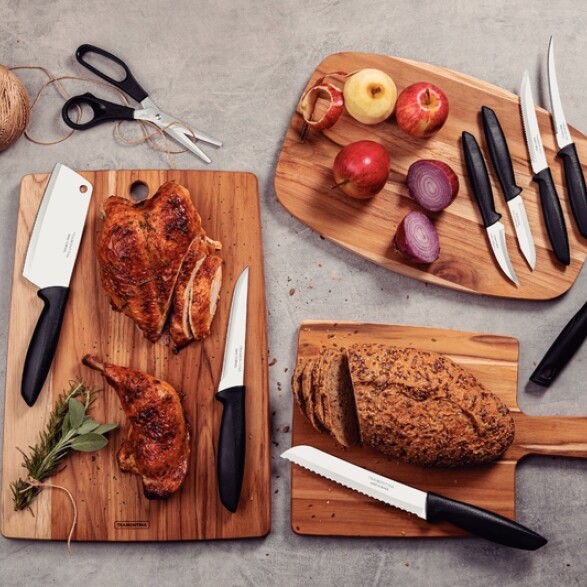 Juego 8 cuchillos + pela papas + tijera "Plenus" -TRAMONTINA TN9712