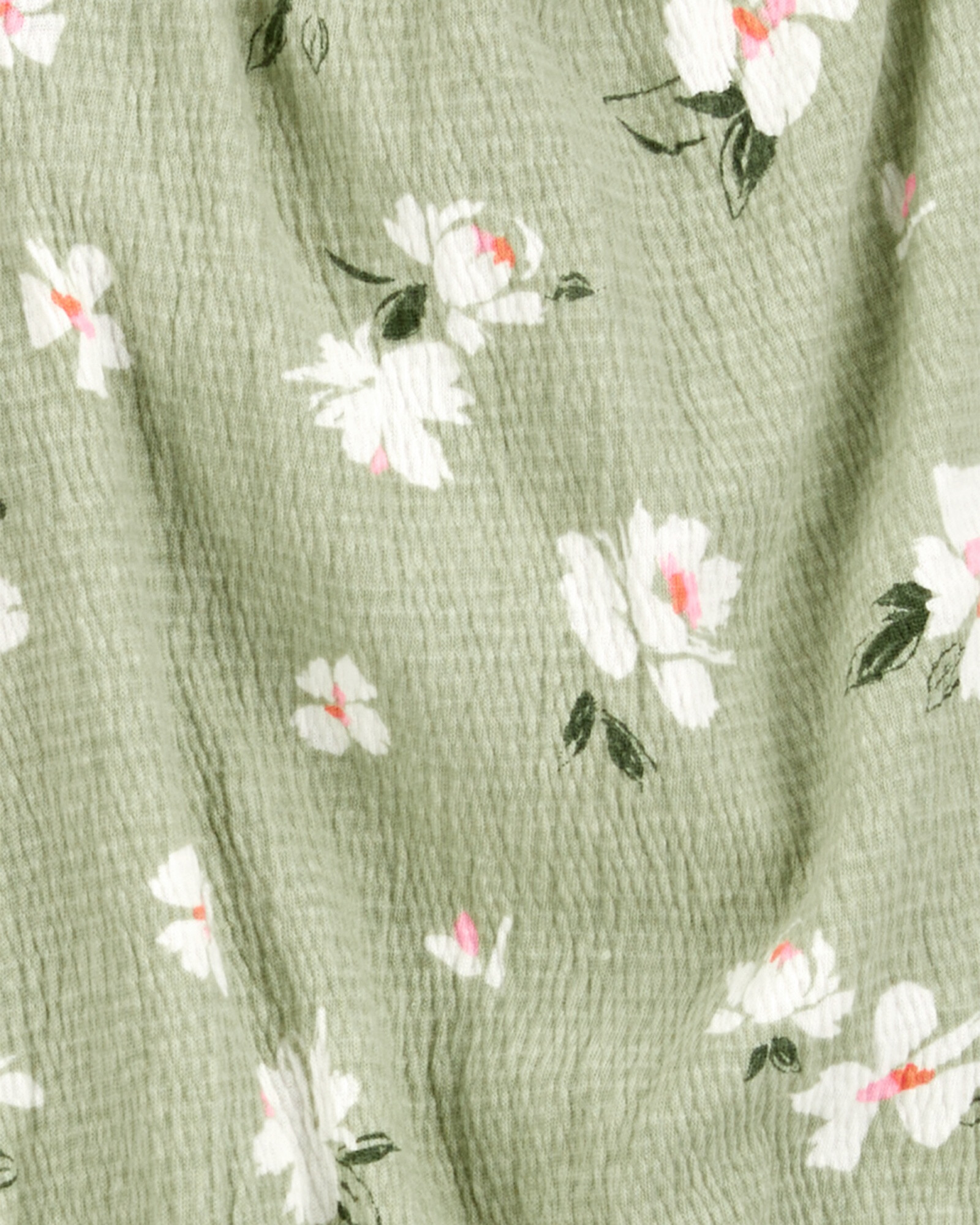 Set dos piezas de jersey arrugado, pantalón y blusa, diseño floral Sin color
